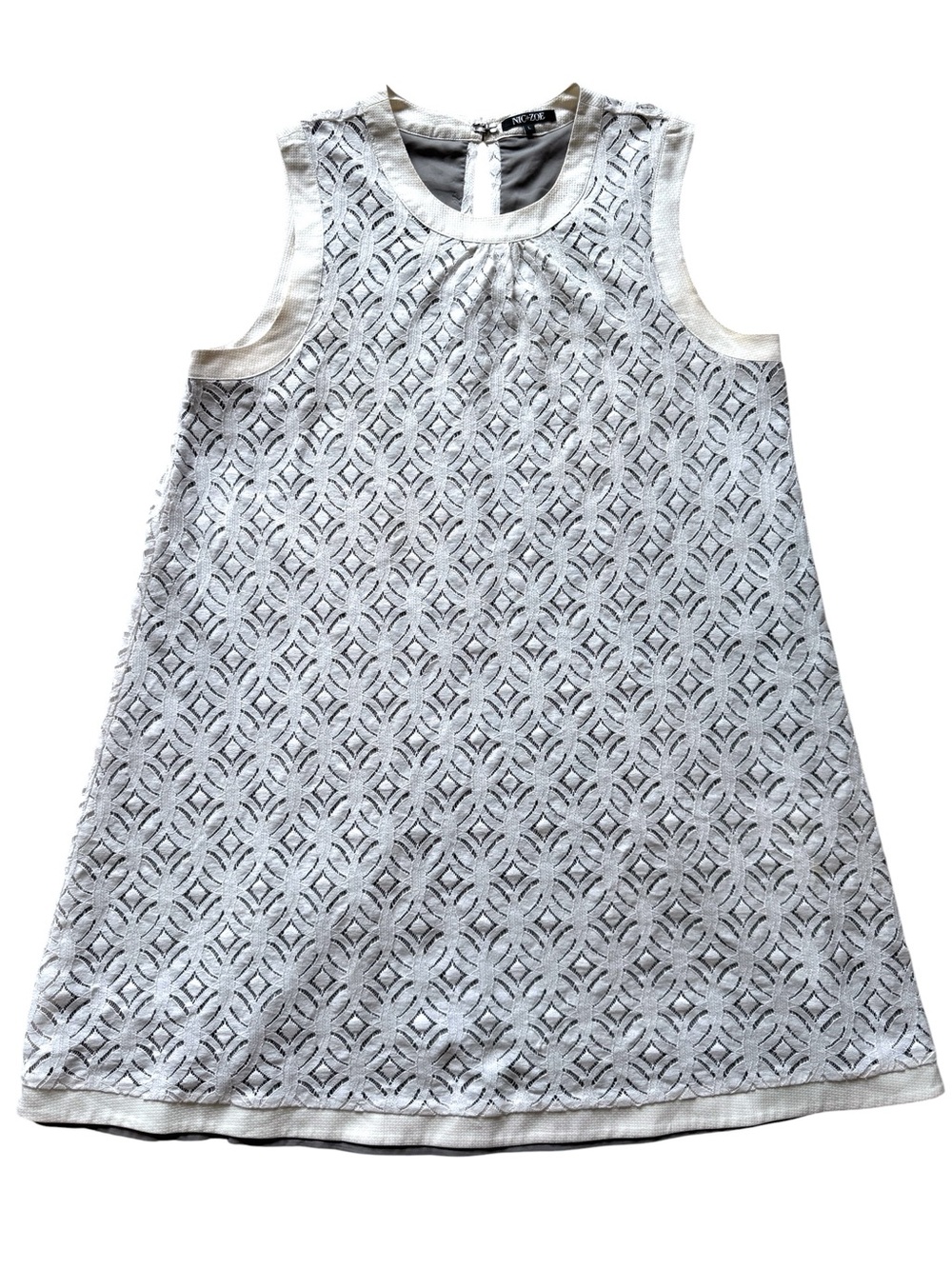 NIC+ZOE Girls White Sleeveless Lace-Overlay Nightgown